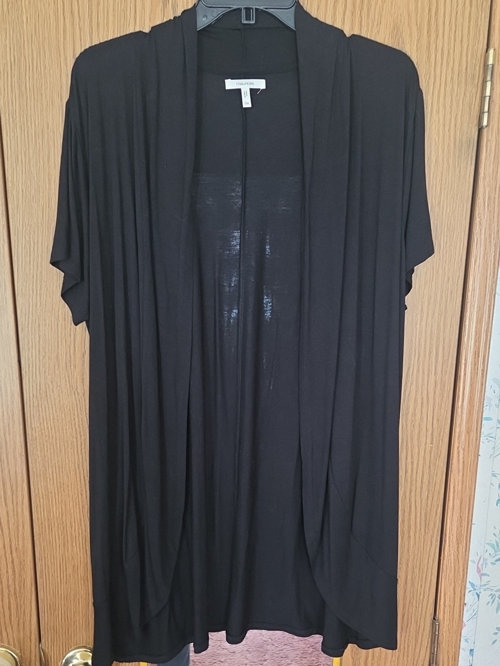 Maurices Black Open-Front Draped Tunic
